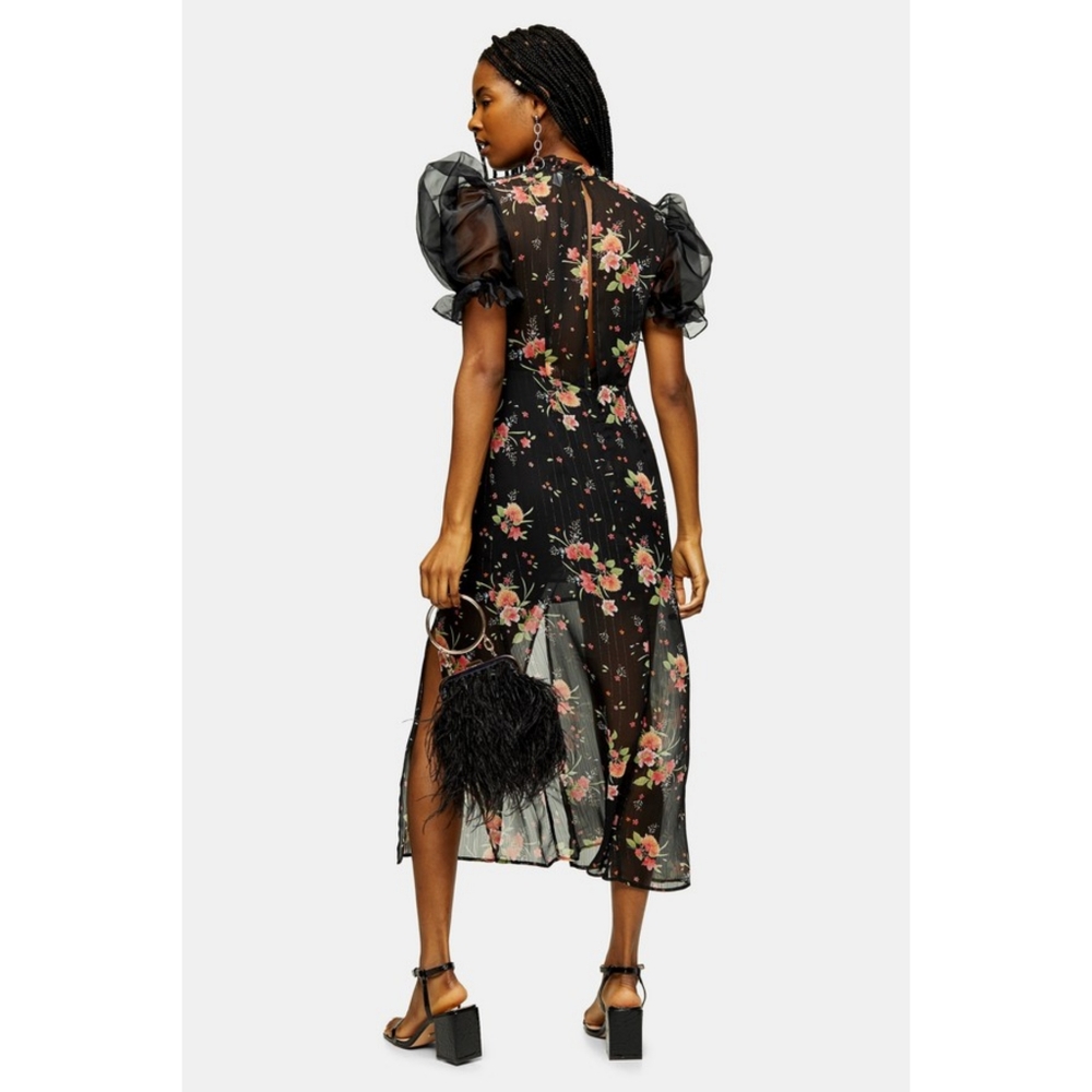 Topshop floral puff sleeve dress - Picture 4 of 4